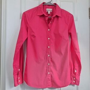 J. Crew Hot Pink Womens Stretch Perfect Long Sleeve Button Down Shirt Size XXS
